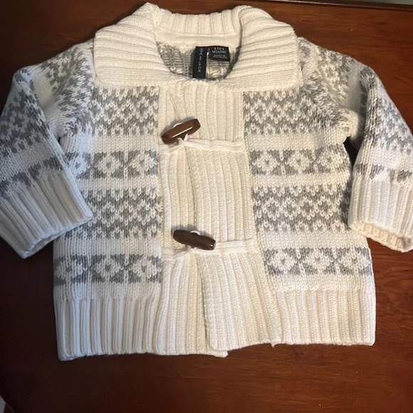 Janie and Jack Fair Isle Shawl Cardigan Herringbone Jogger Hat Pom 0-3m Baby - Picture 2 of 13